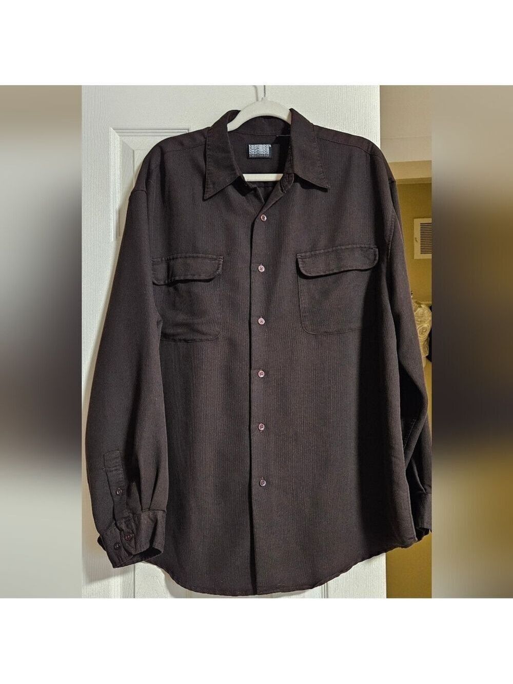 Knightsbridge Dark Brown Button Down Men's Shirt Size Large
